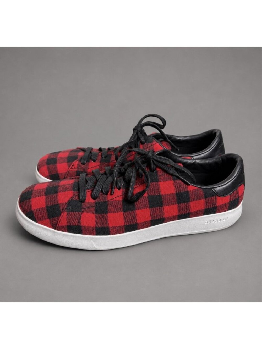 COLE HAAN Womens 11B Red & Black Buffalo Plaid Grandpro Sneakers